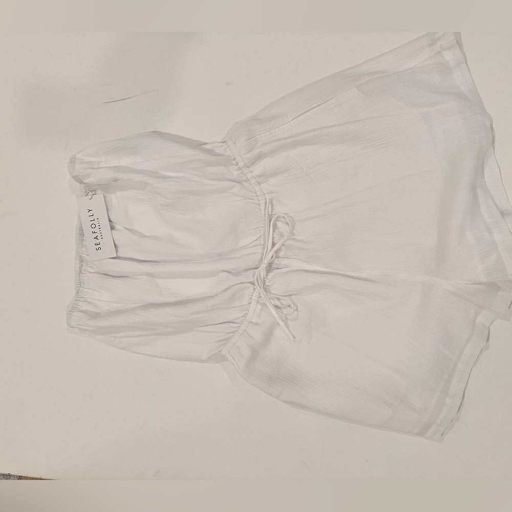 Seafolly, coverup, white gauze, “crinkle playsuit”